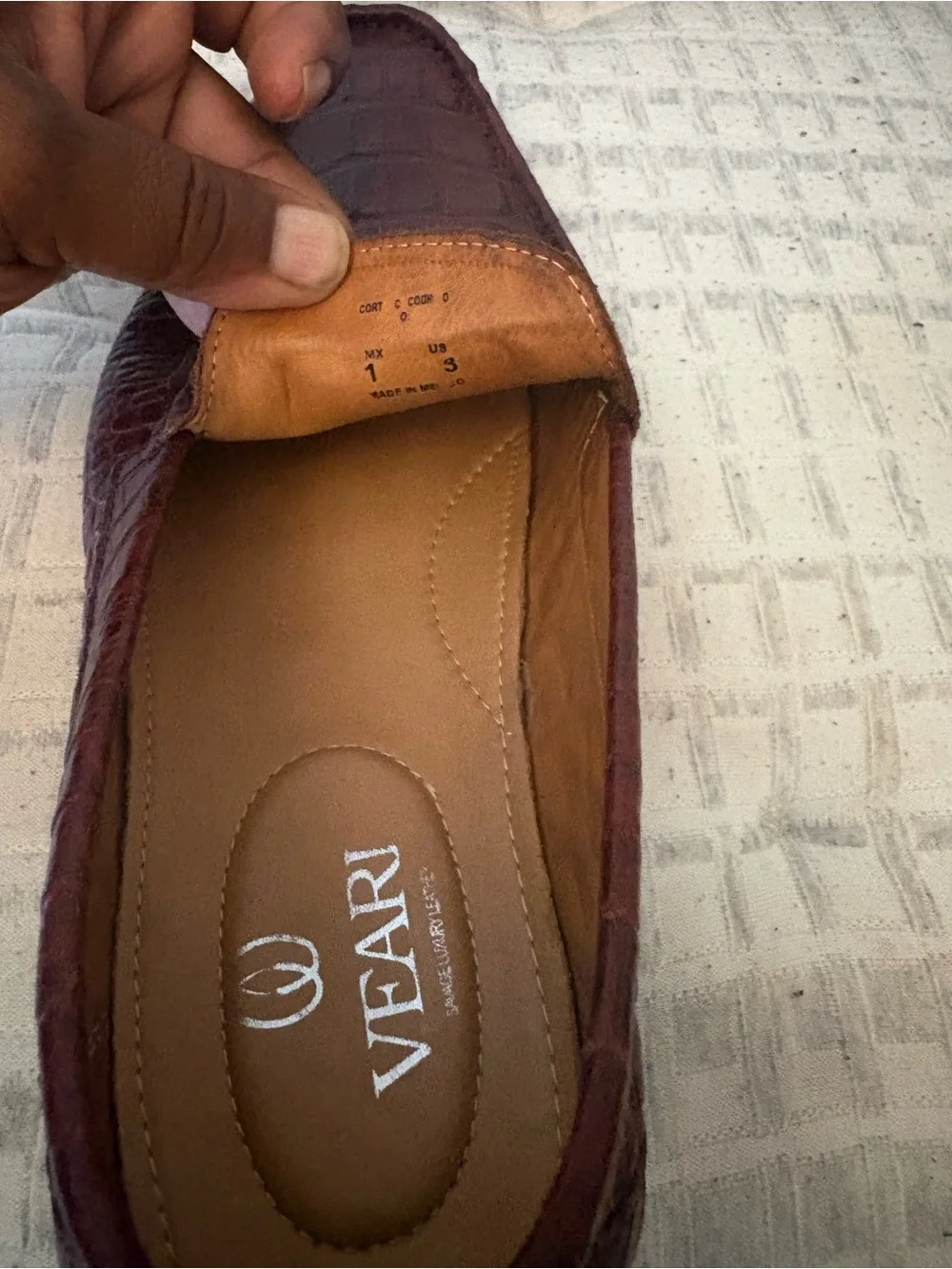 Croc-Embossed Slip-On Loafers in Deep Burgundy
